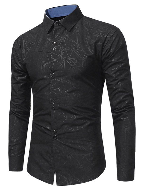 

Geometric Printed Long Sleeves Shirt, Black