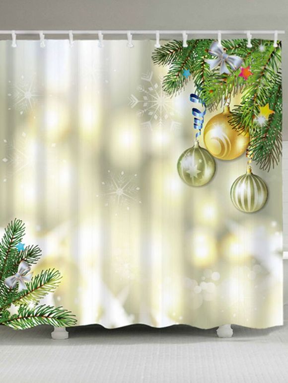 Rideau de douche en tissu imperméable à la boule de Noël - Jaune clair W59 INCH * L71 INCH