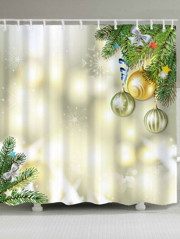 

Christmas Balls Waterproof Fabric Shower Curtain, Light yellow