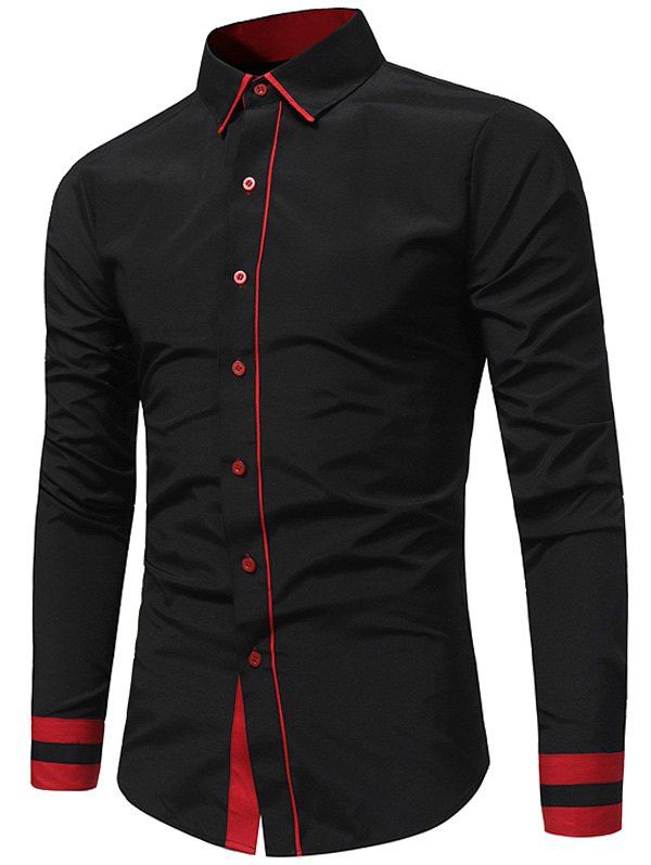 

Color Block Slim Fit Long Sleeve Shirt, Black