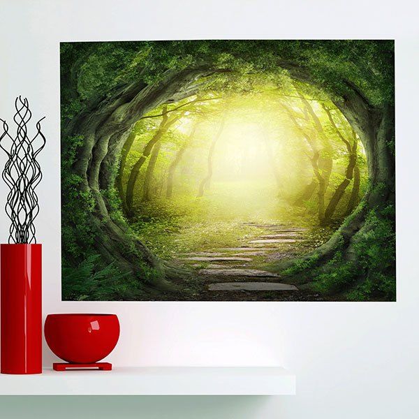 

Tree Hole Printed Waterproof Stick-on Wall Art Painting, Green