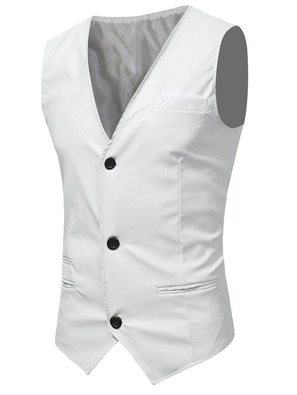 

Belt Design Edging PU Leather Waistcoat, White