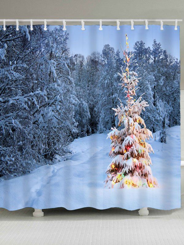 

Christmas Snow Tree Waterproof Bath Curtain, Cloudy