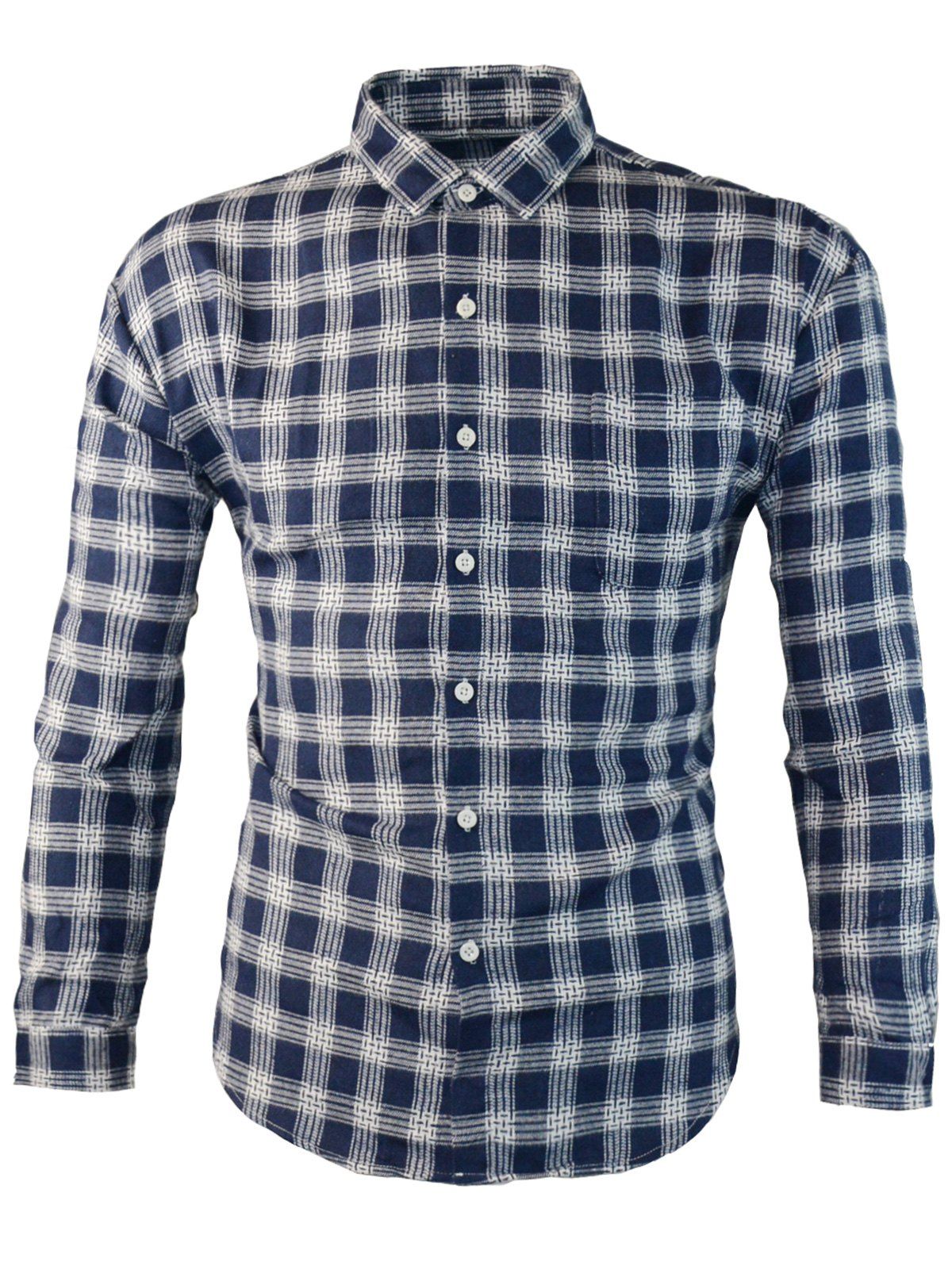 

Buttoned Long Sleeve Plaid Shirt, Blue