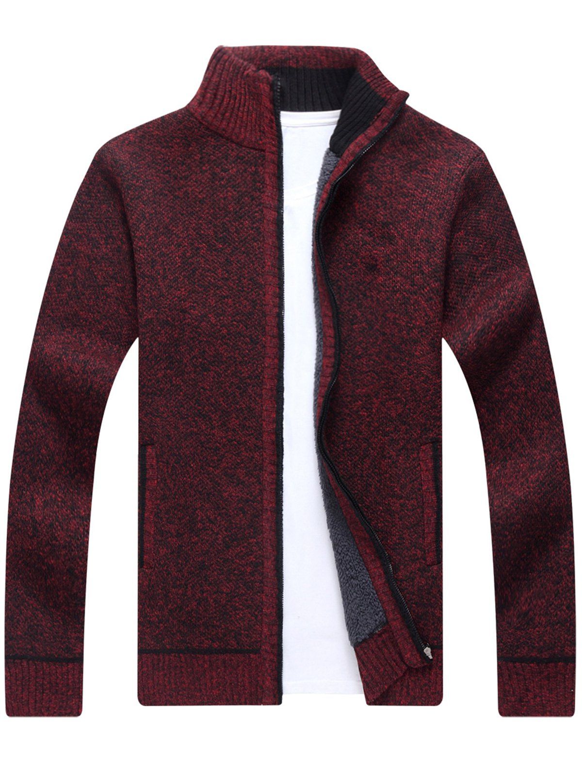 

Zip Front Cardigan Sweater, Wine red