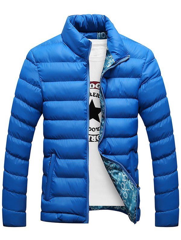

Casual Zipper Up Padded Jacket, Blue