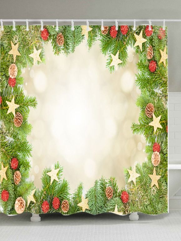 Christmas Tree Stars Print Rideau de douche imperméable à l'eau - Vert W71 INCH * L79 INCH