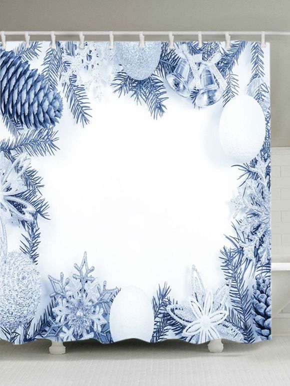 Série de Noël Print Waterproof Bathroom Shower Curtain - Blanc W59 INCH * L71 INCH