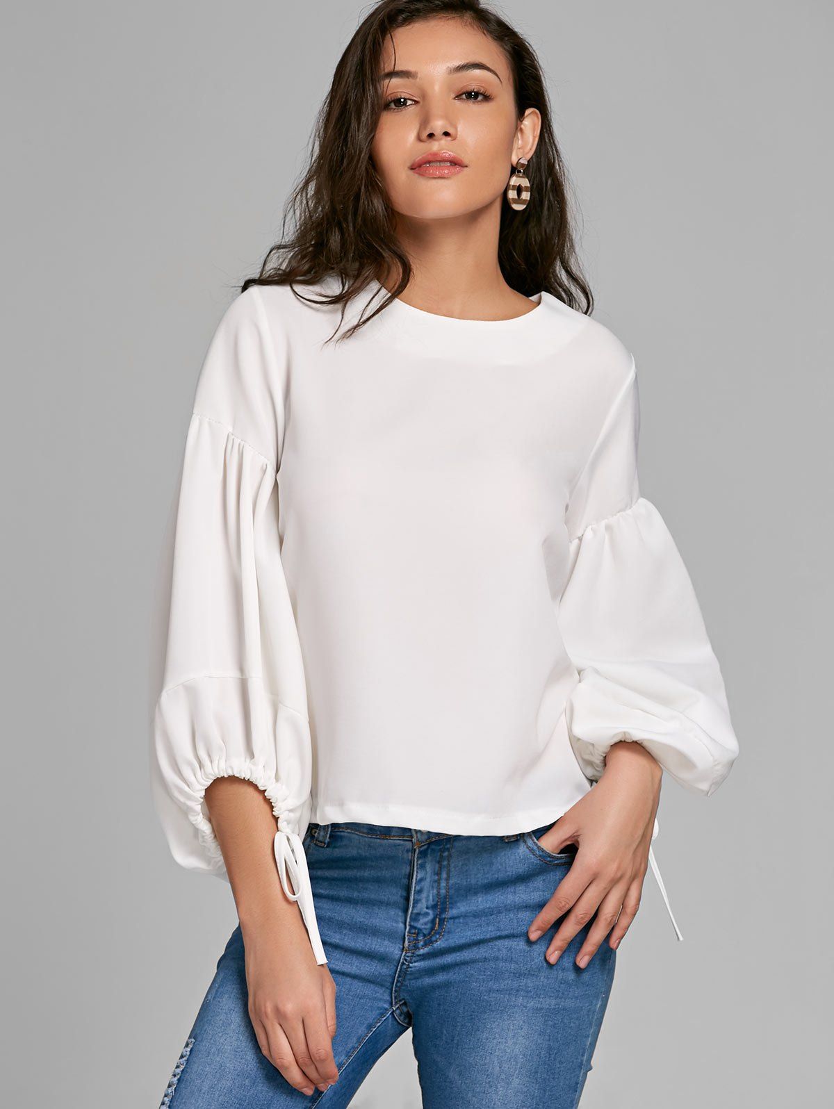 Dressy white long sleeve blouses with cuffs sleeves – Fashion catalogs