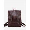 Faux Leather Stud Buckle Straps Backpack - Brun 