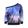 Skew Neck 3D Starry Sky Print Sweatshirt - multicolore L