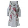 Mini robe d'épaule froide à imprimé floral - Gris L