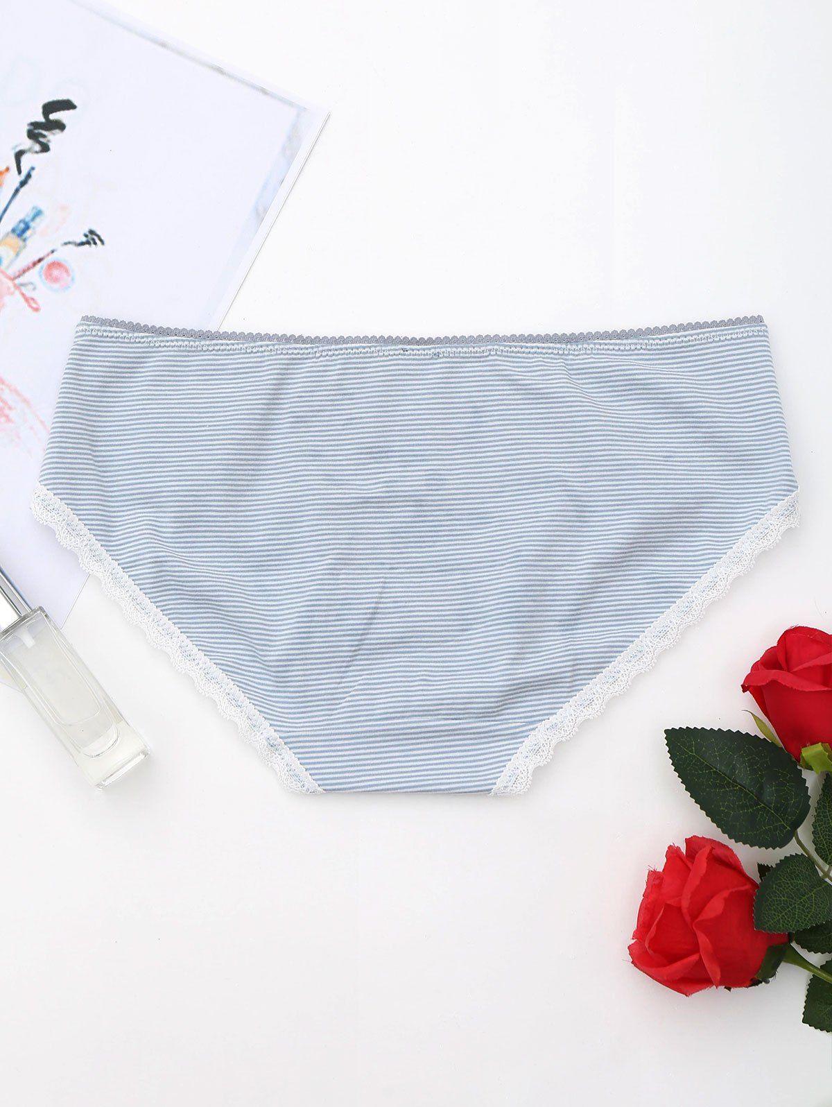 2018 Striped Lace Trim Panties CLOUDY L In Panties Online Store. Best ...