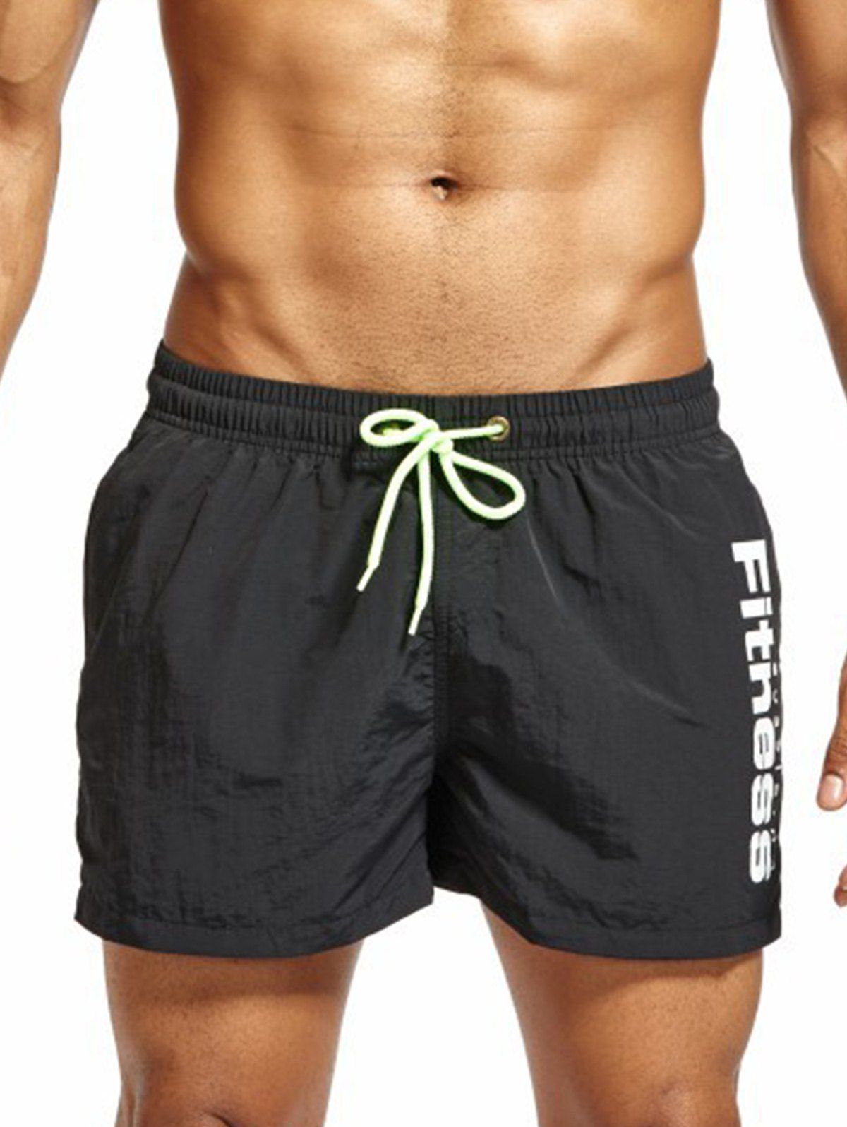 

Drawstring Mesh Lining Fitness Shorts, Black