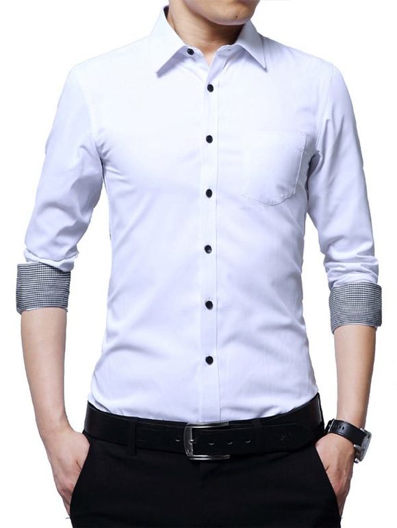 Chemise à bascule à manches longues - Blanc 5XL
