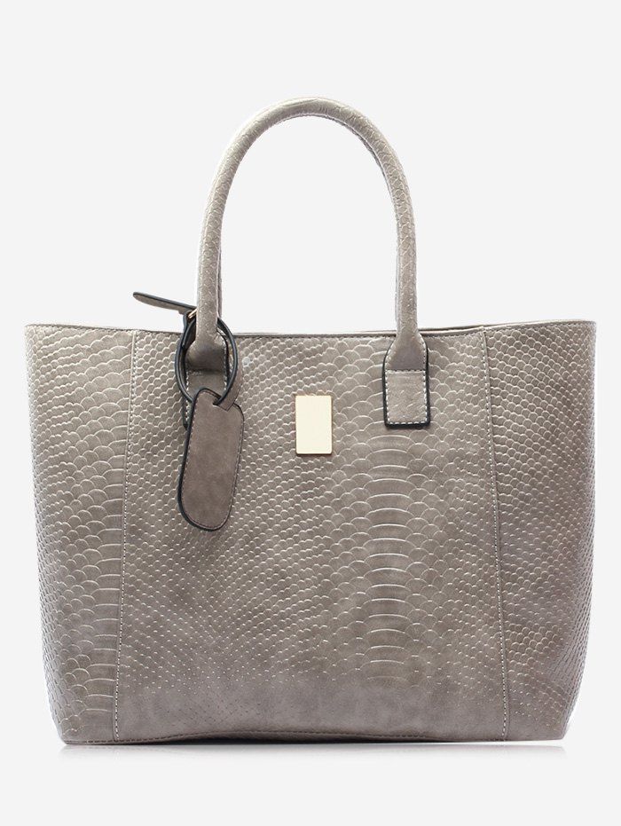 

Crocodile Printed Faux Leather Shoulder Bag, Gray
