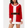 Mini Robe Pull à Motif de Noël avec Ceinture - Rouge ONE SIZE