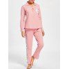Pièce pyjama avec pantalons graphiques à lettre - Rose clair XL