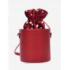 Faux Pearl Drawstring Bucket Bag - Rouge 