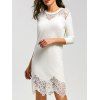 Lace Insert Mini Knit Bodycon Dress - Blanc L