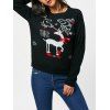 Pullover Sweater avec motif de rennes de Noël - Noir ONE SIZE