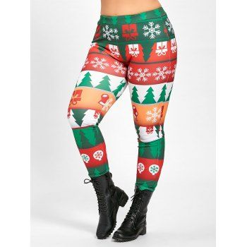 [17% OFF] 2023 Plus Size Christmas Tree Tight Pants In GREEN | DressLily