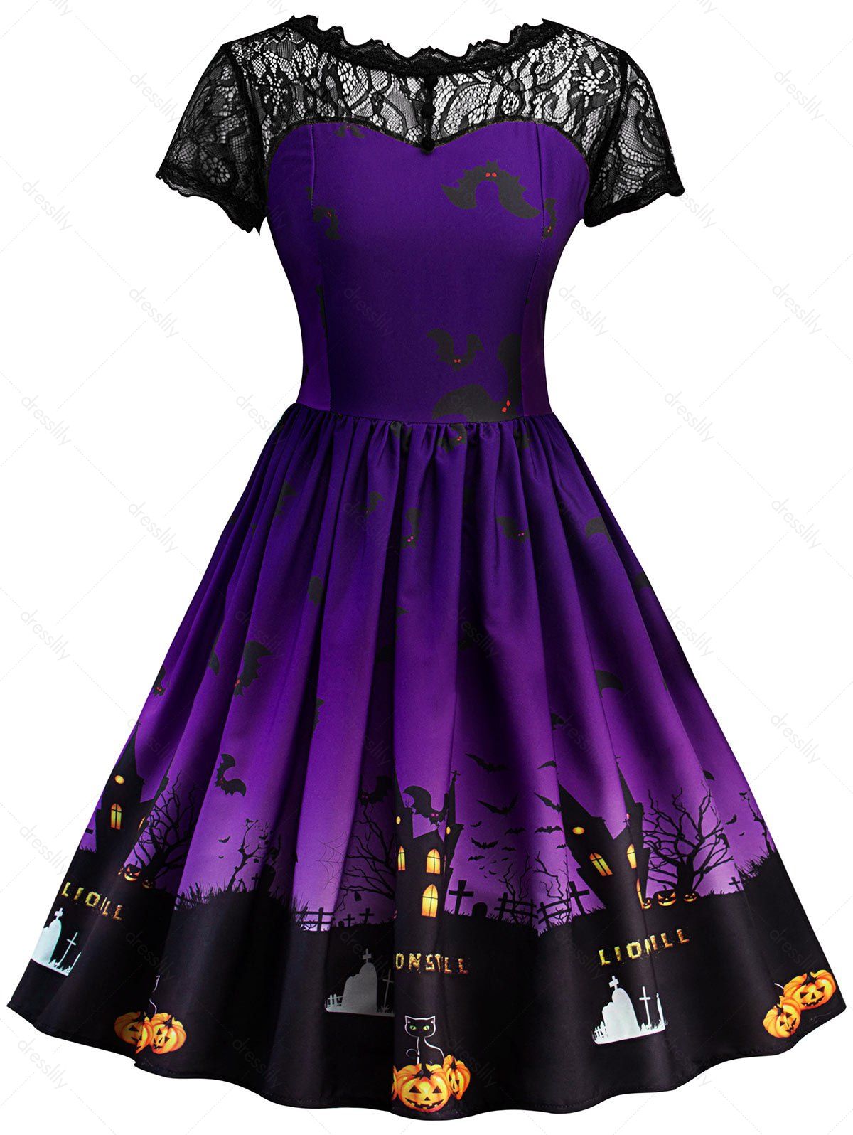 Vintage Pin Up Dress Purple