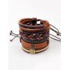 Ensemble de Bracelets à Plusieurs Branches en Simili Cuir Style Vintage - Brun 