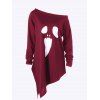 Sweat-shirt Grande Taille Graphique Halloween Asymétrique à Épaules Dénudées - Rouge vineux XL