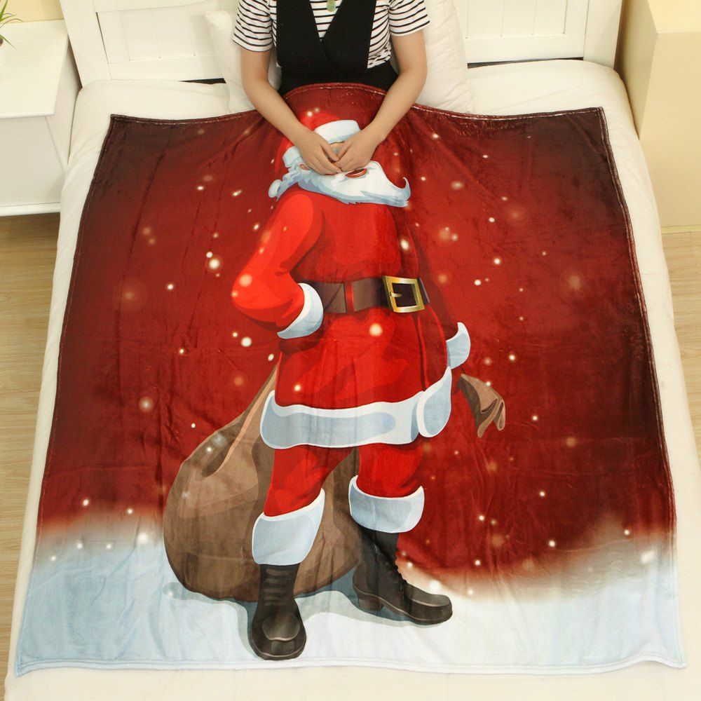 

Christmas Santa Claus Pattern Flannel Blanket, Red