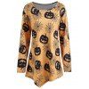 T-Shirt Asymétrique à Imprimé Citrouille d'Halloween et Toiles d'Araignée Grande-Taille - Orange Foncé 4XL