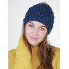 Chapeau Tricoté en Crochet Superposé en Forme d'Éventail avec Pompon - Bleu profond 