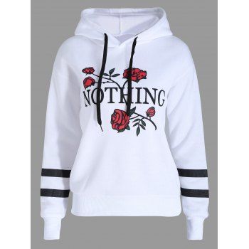 2018 Plus Size Flocking Floral Letter Print Hoodie WHITE XL In Plus ...
