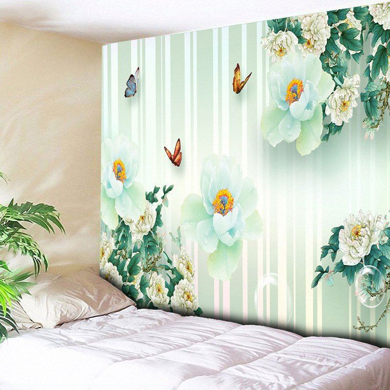 

Floral Butterfly Printed Wall Art Tapestry, Light green