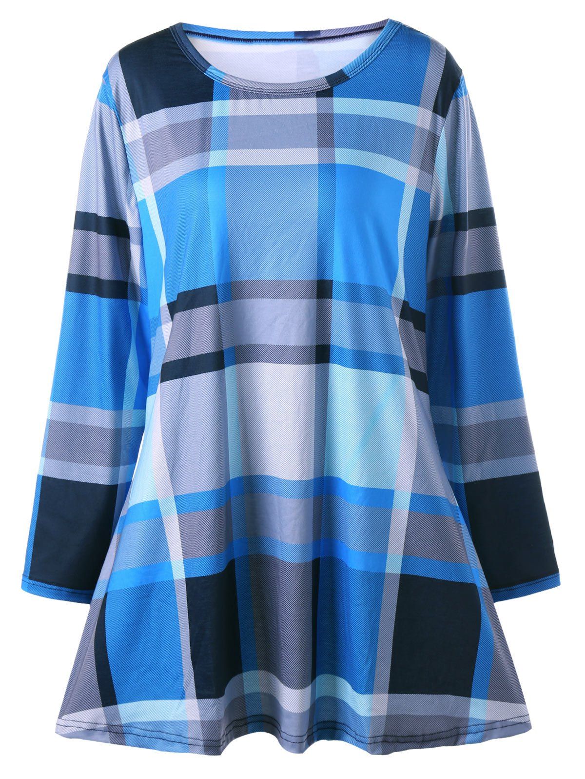 

Plus Size Plaid Tee Dress, Blue
