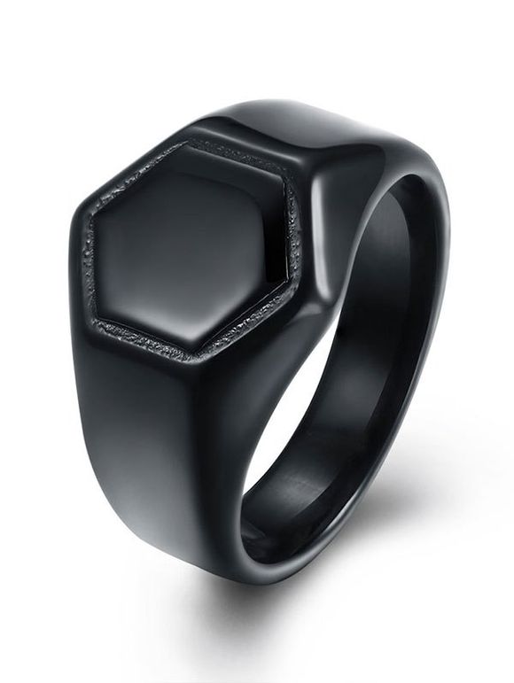 Alloy Hexagram Circle Finger Ring - Noir 9