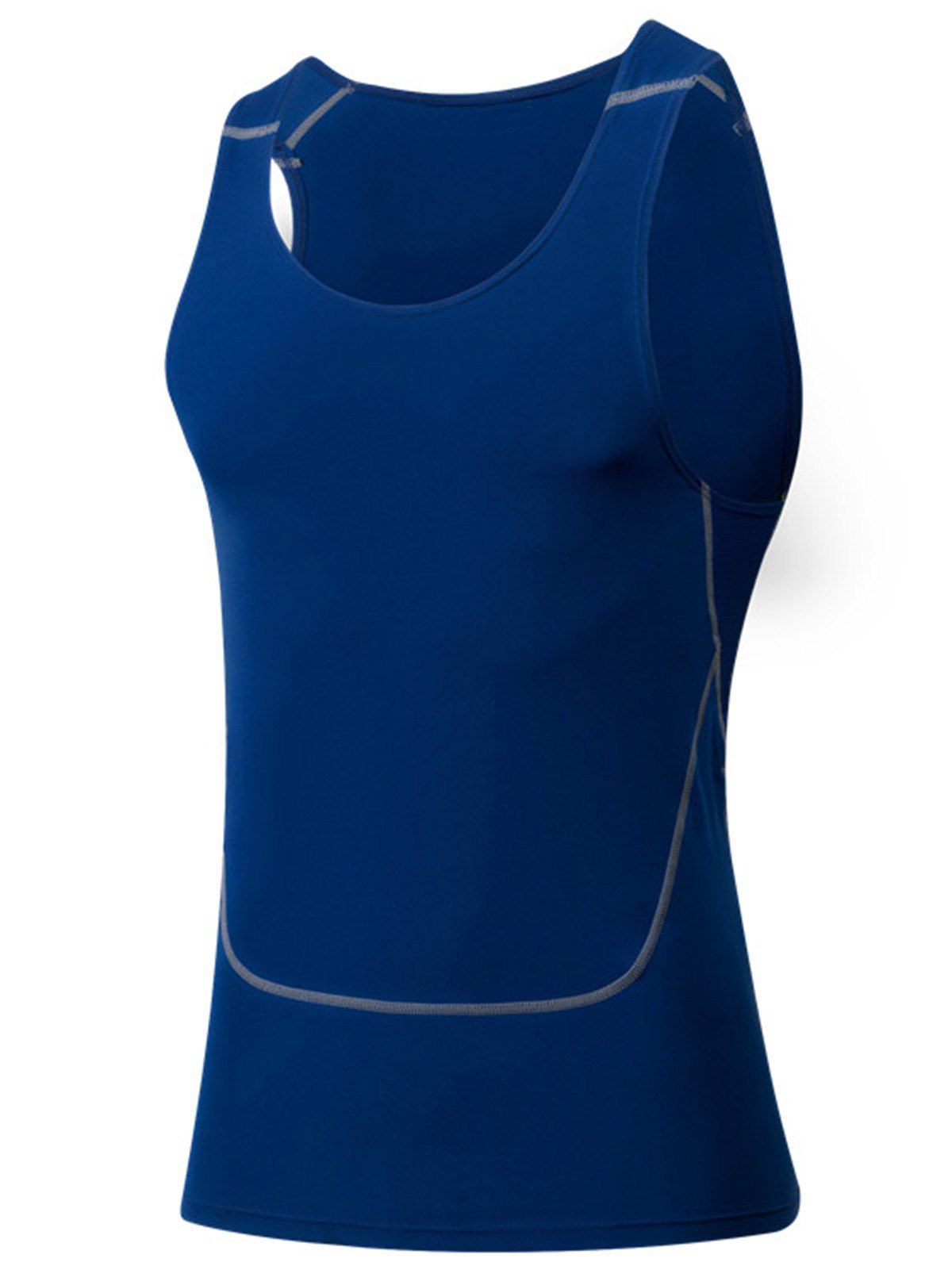 

Crew Neck Stretchy Suture Fitness Vest, Blue