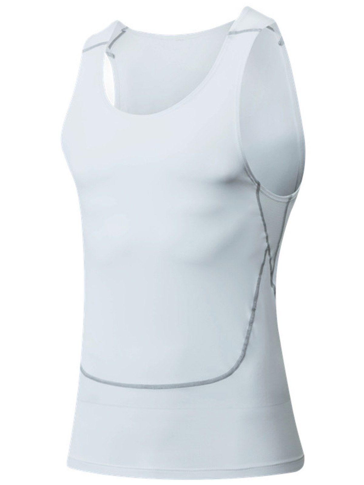 

Crew Neck Stretchy Suture Fitness Vest, White