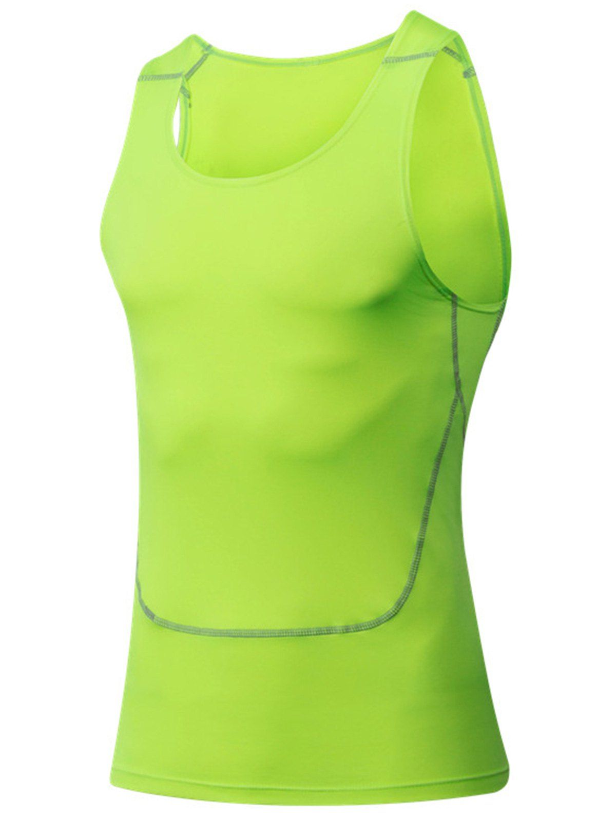 

Crew Neck Stretchy Suture Fitness Vest, Neon green