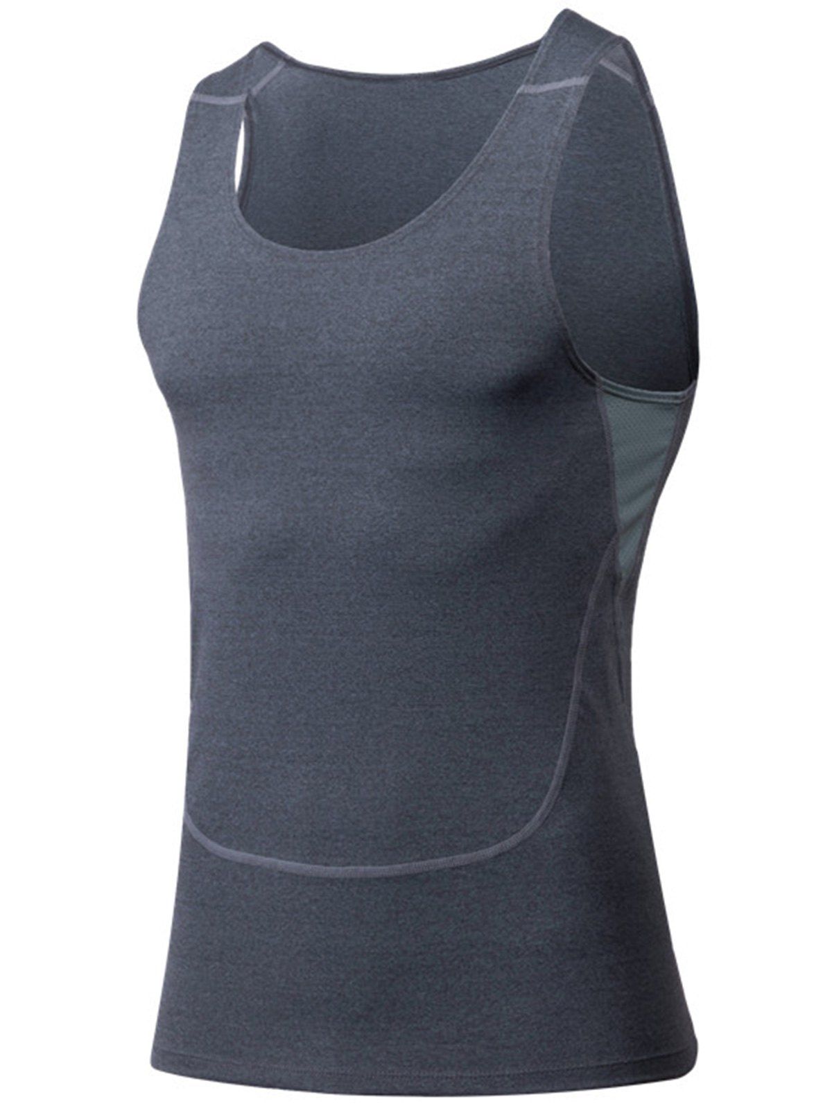 

Crew Neck Stretchy Suture Fitness Vest, Heather gray