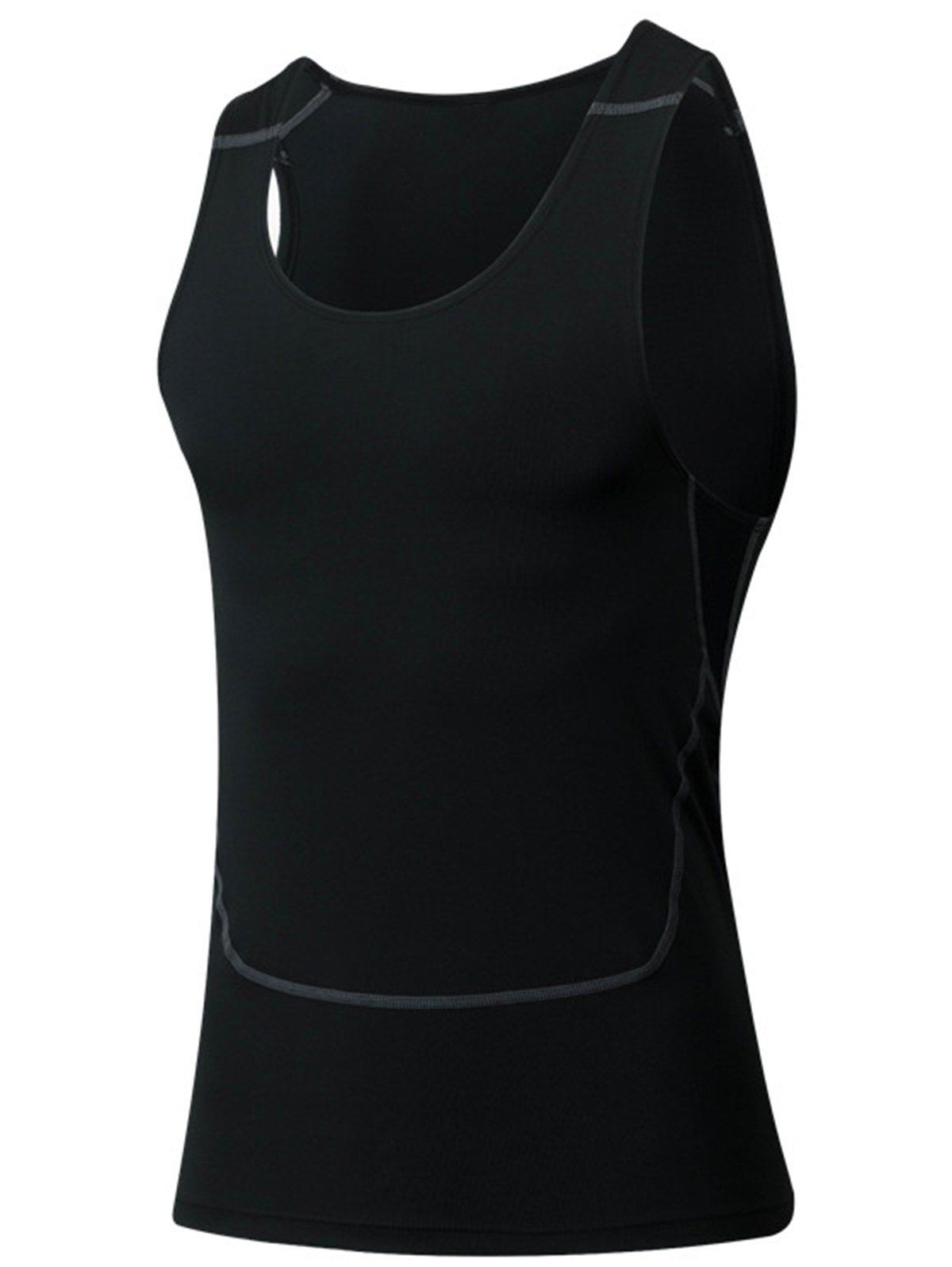 

Crew Neck Stretchy Suture Fitness Vest, Black