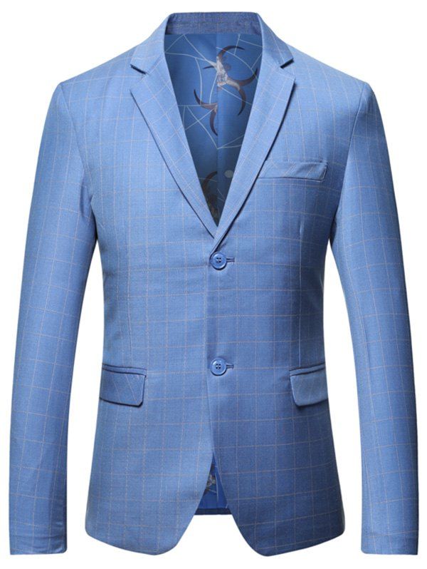 

Single Breasted Flap Pocket Check Blazer, Blue