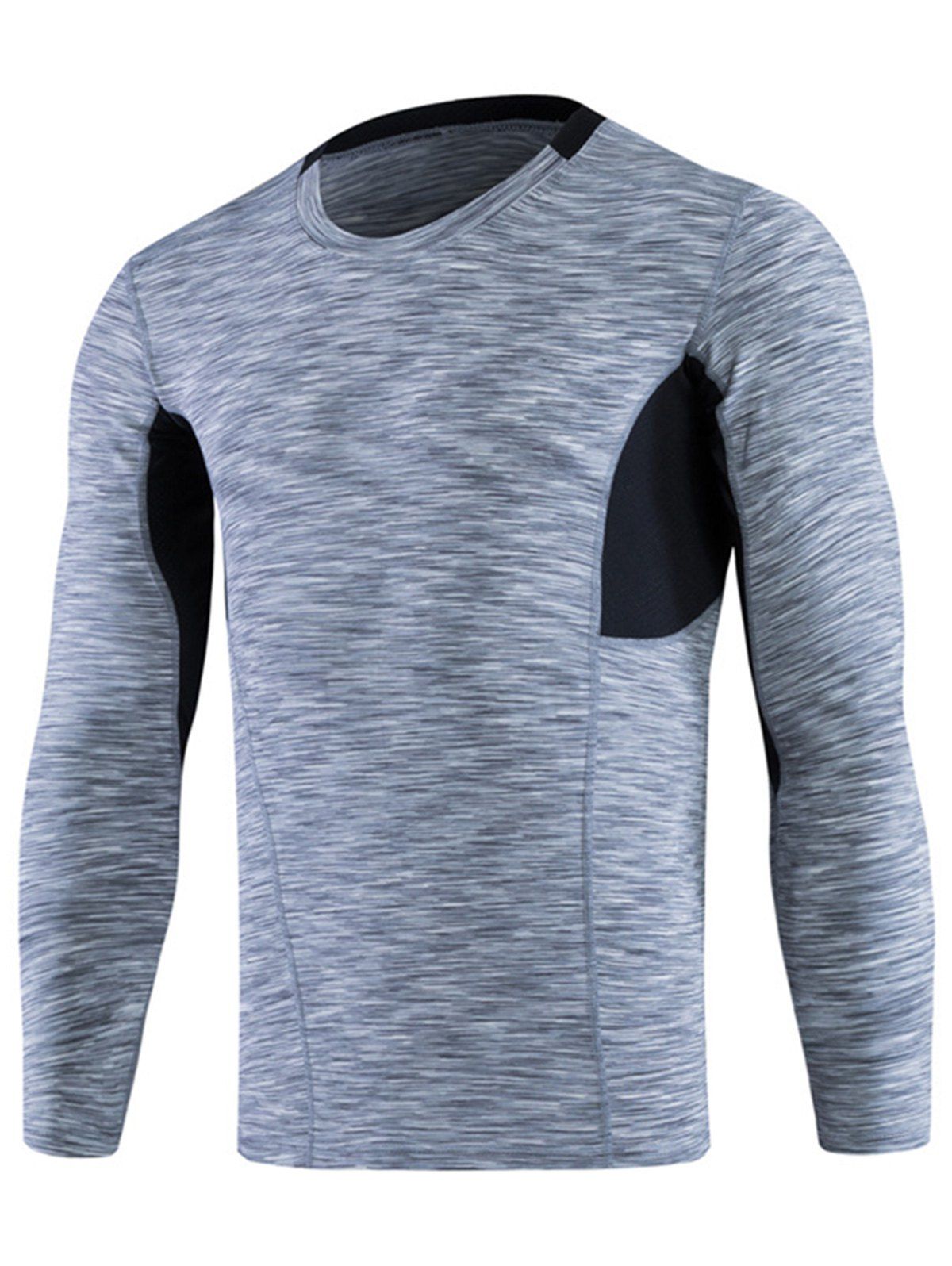 

Openwork Panel Quick Dry Fitted Long Sleeve T-shirt, Gray