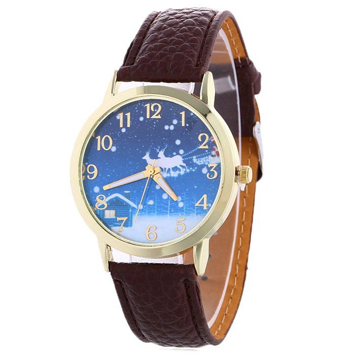 

Christmas Night Deer Face Number Watch, Brown