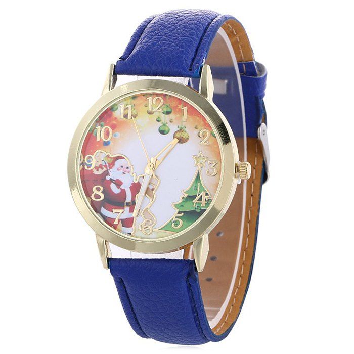 

Christmas Santa Baubles Face Number Watch, Blue