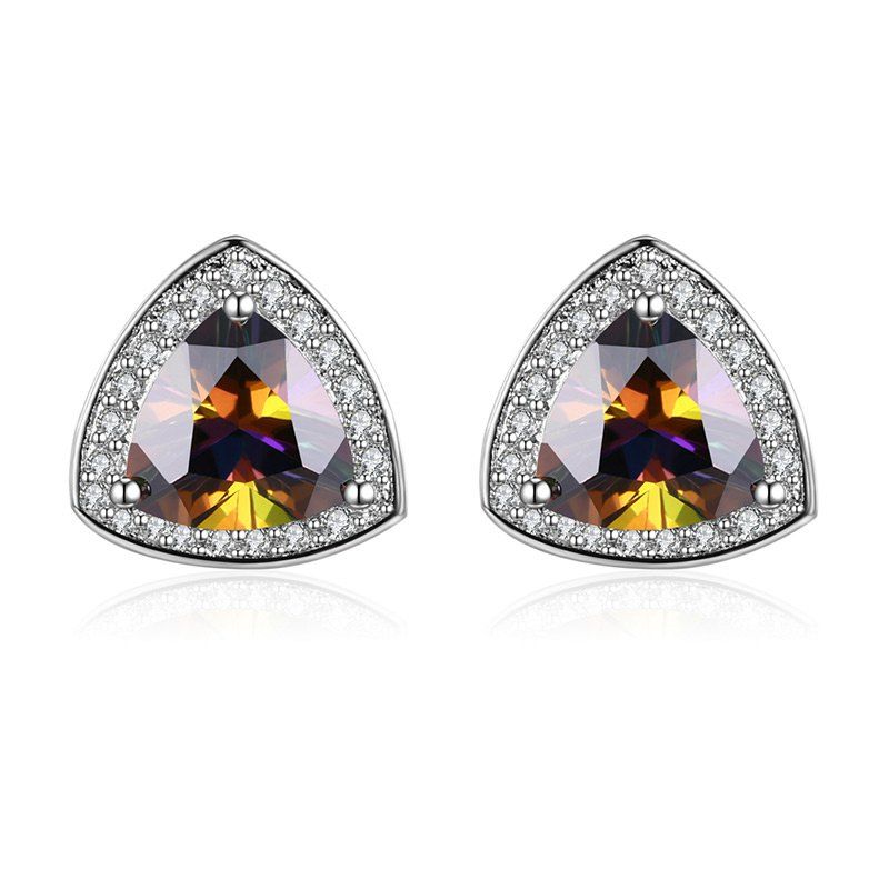 

Faux Gemstone Triangle Sparkly Stud Earrings, Silver