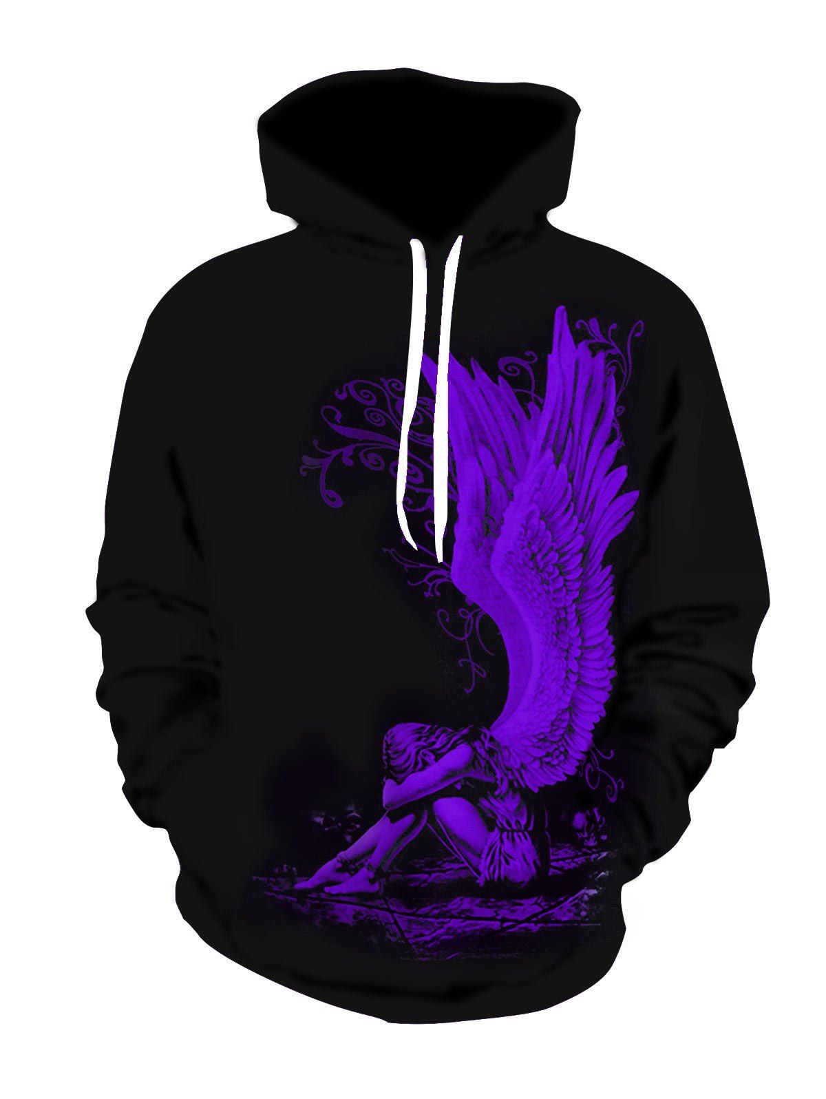 

Plus Size Broken Angel Print Cool Hoodie, Blue violet