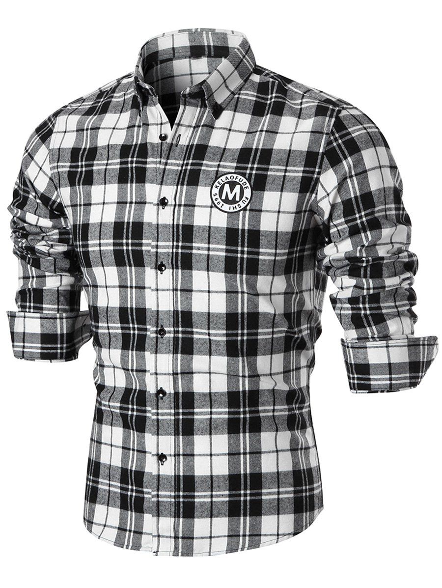

Long Sleeved Button Down Checkered Shirt, White