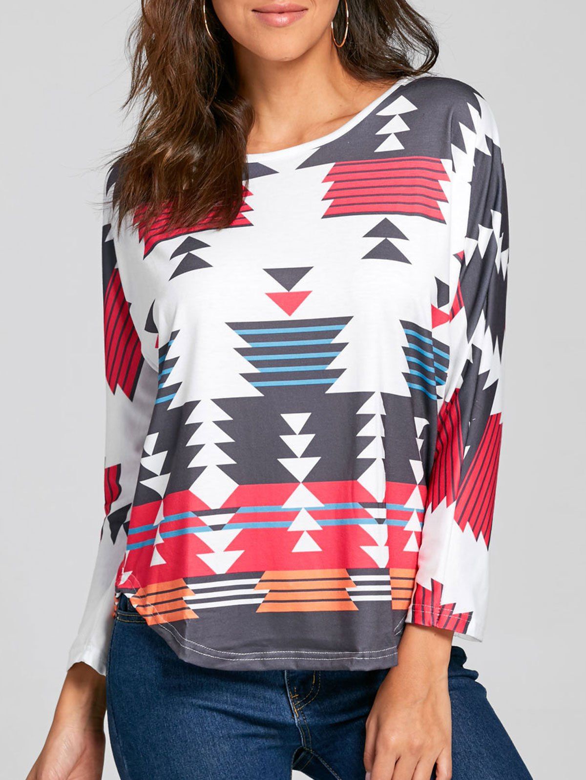 

Geometric Print Top, White