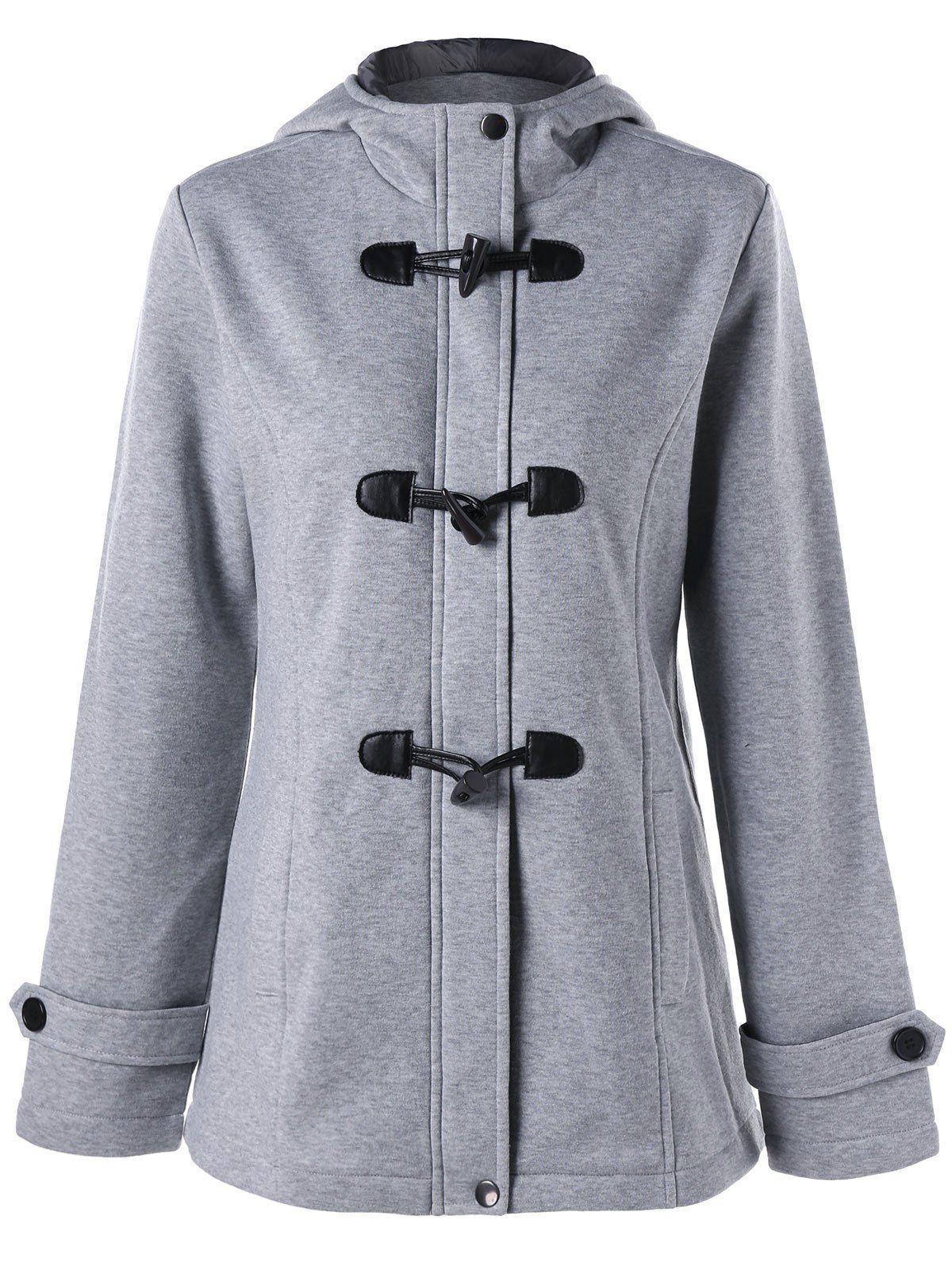 

Marled Hooded Duffle Coat, Light gray